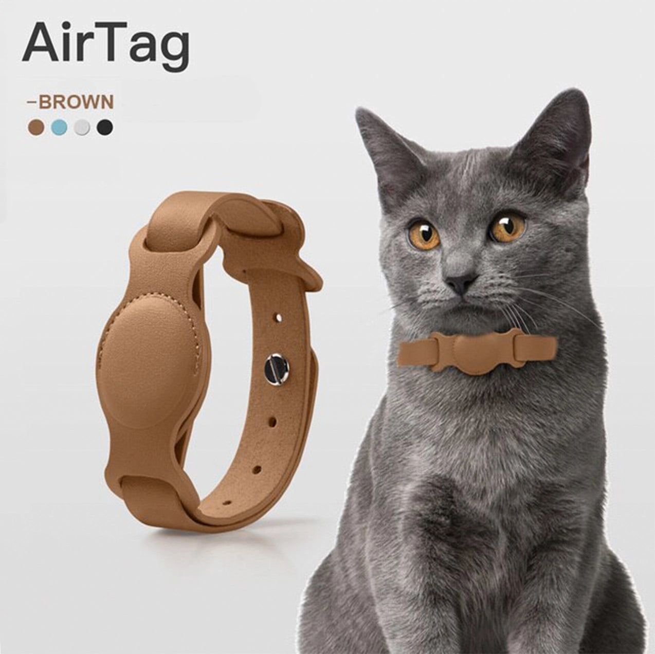 FluffyPuppy™ Brown / Small fluffypuppy™ Leather Collar for Apple Airtag