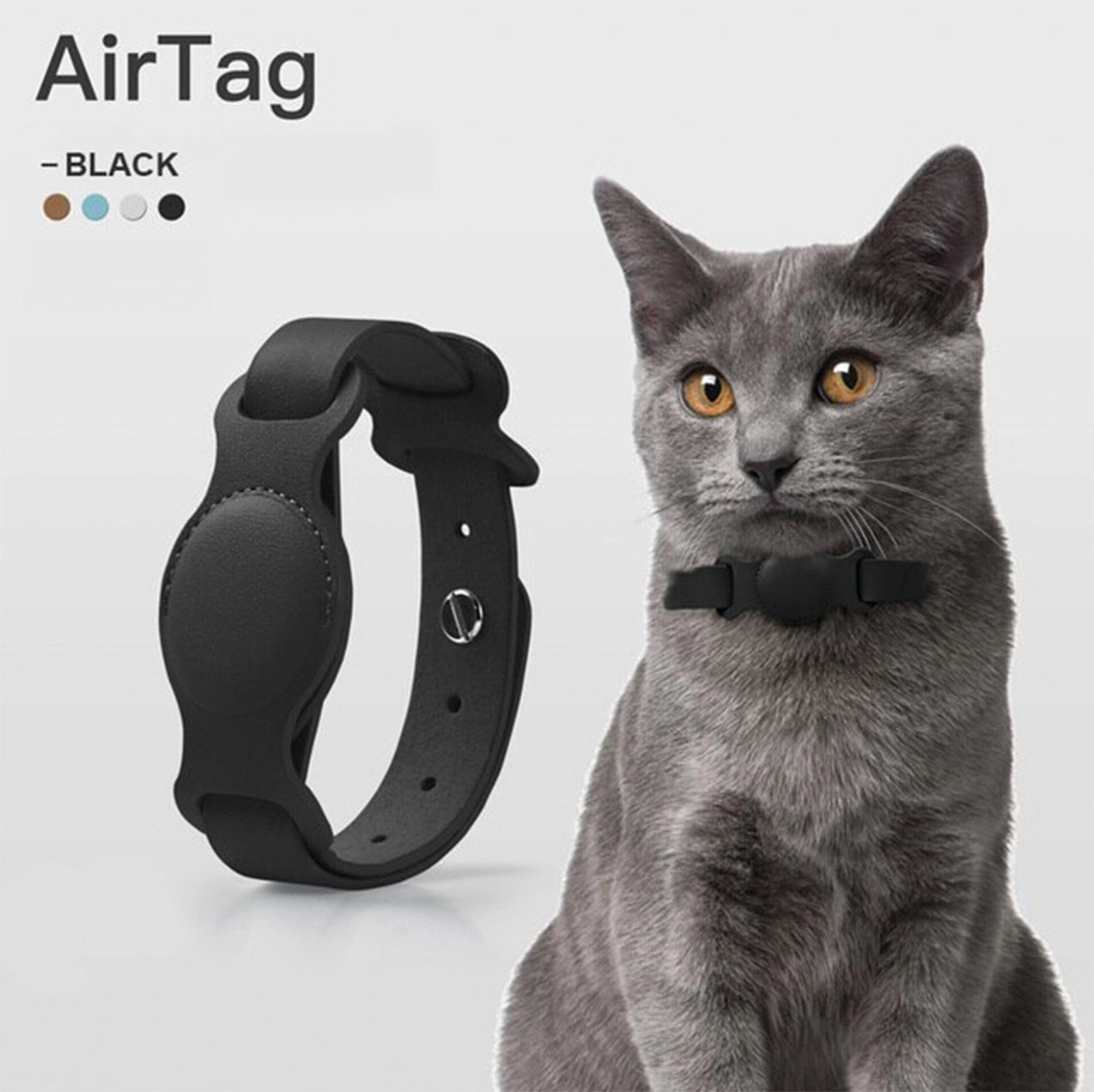 FluffyPuppy™ Black / Small fluffypuppy™ Leather Collar for Apple Airtag