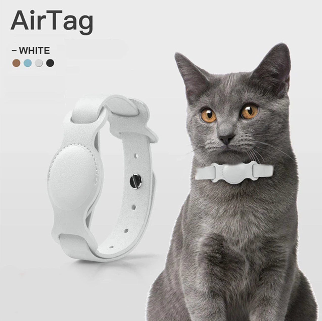 FluffyPuppy™ White / Small fluffypuppy™ Leather Collar for Apple Airtag