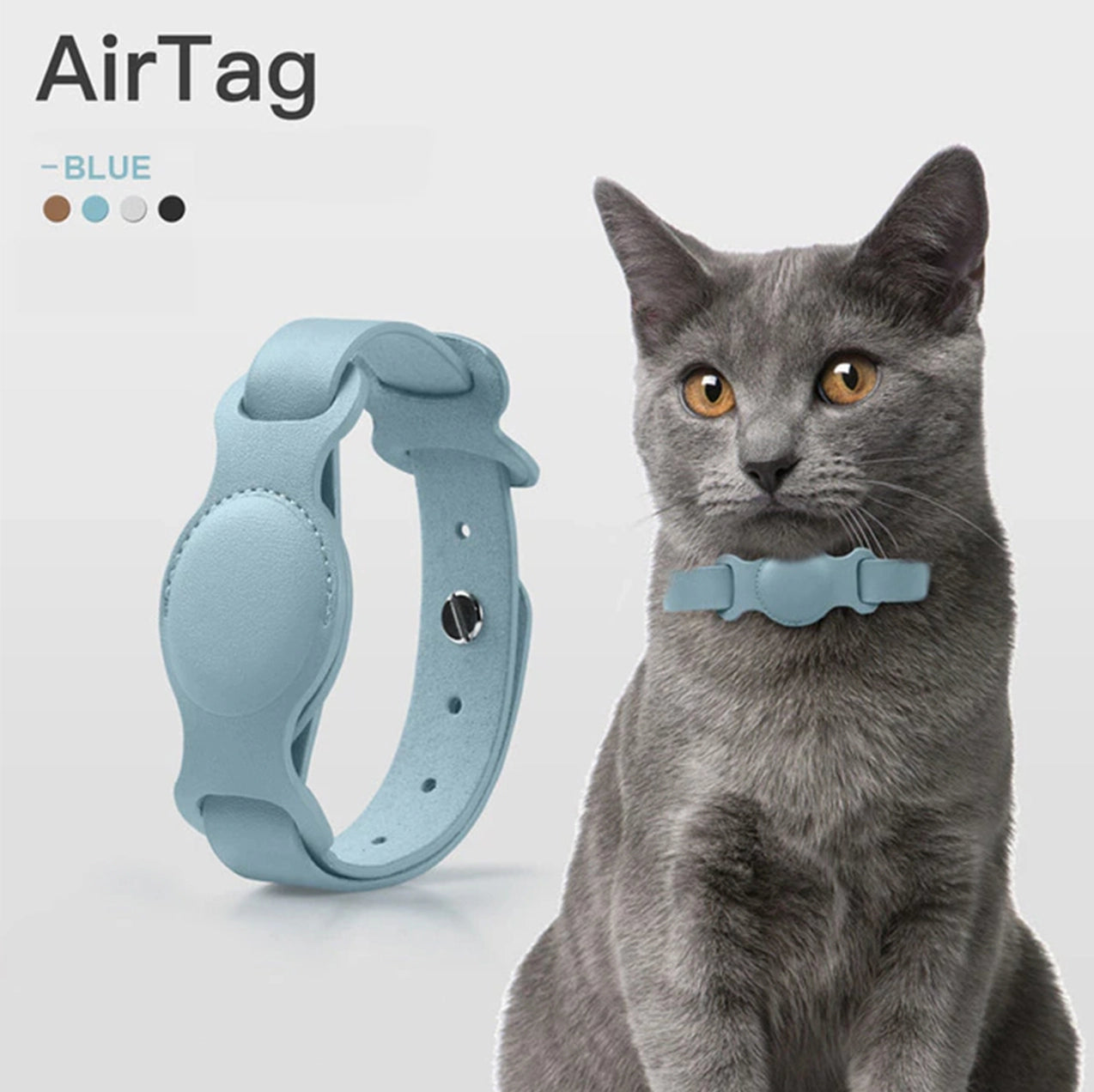 FluffyPuppy™ Blue / Small fluffypuppy™ Leather Collar for Apple Airtag