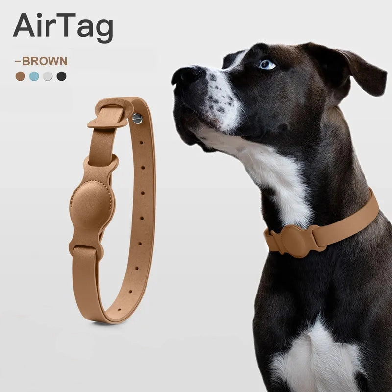 FluffyPuppy™ Brown / Large fluffypuppy™ Leather Collar for Apple Airtag